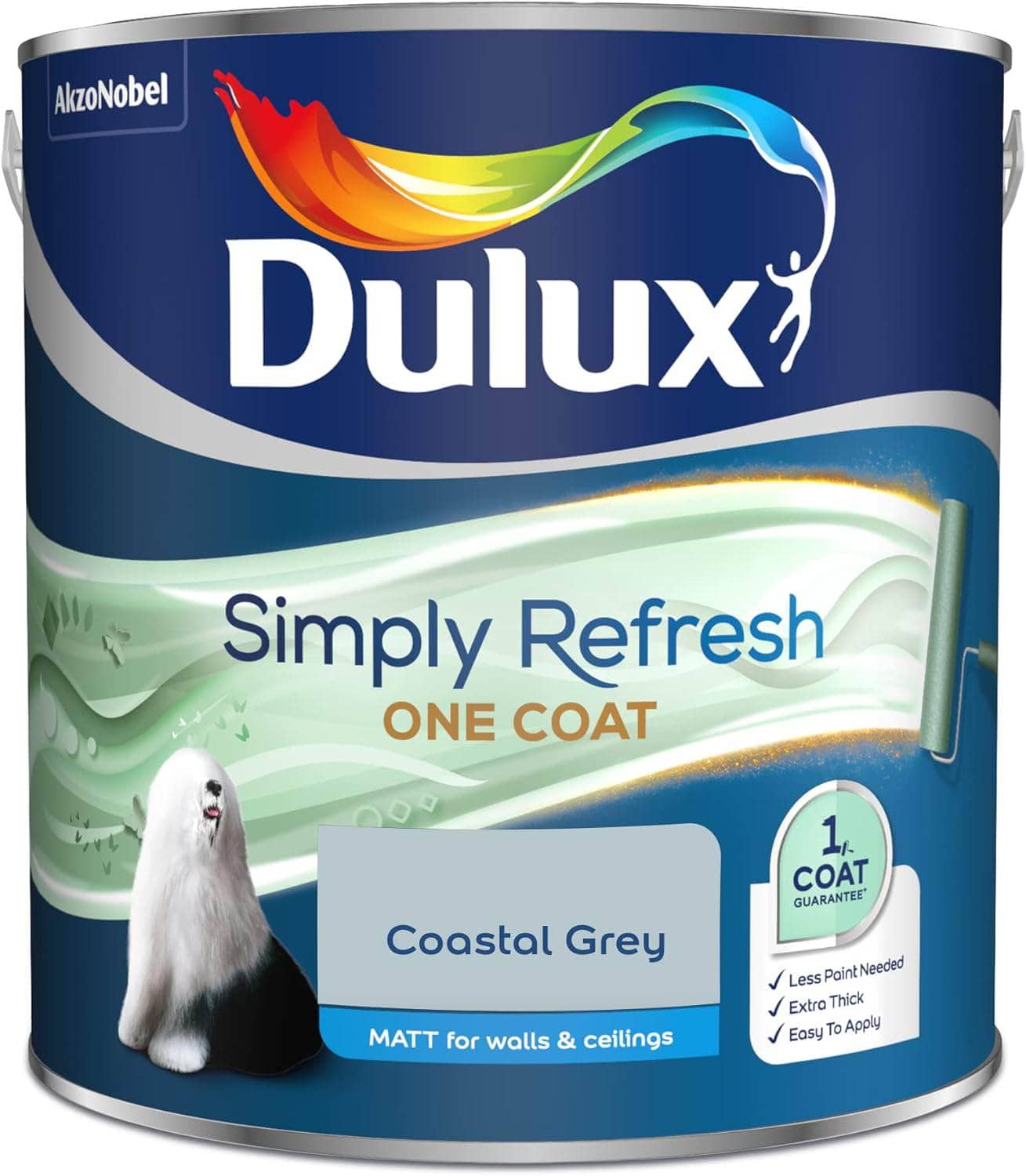 Paint  -  Dulux Simply Refresh 2.5L One Coat Emulsion Coastal Grey   -  60005859