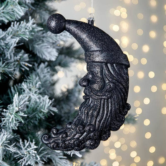Christmas  -  Enamel Black Moon Santa Christmas Decoration - 9.5"  -  60006868