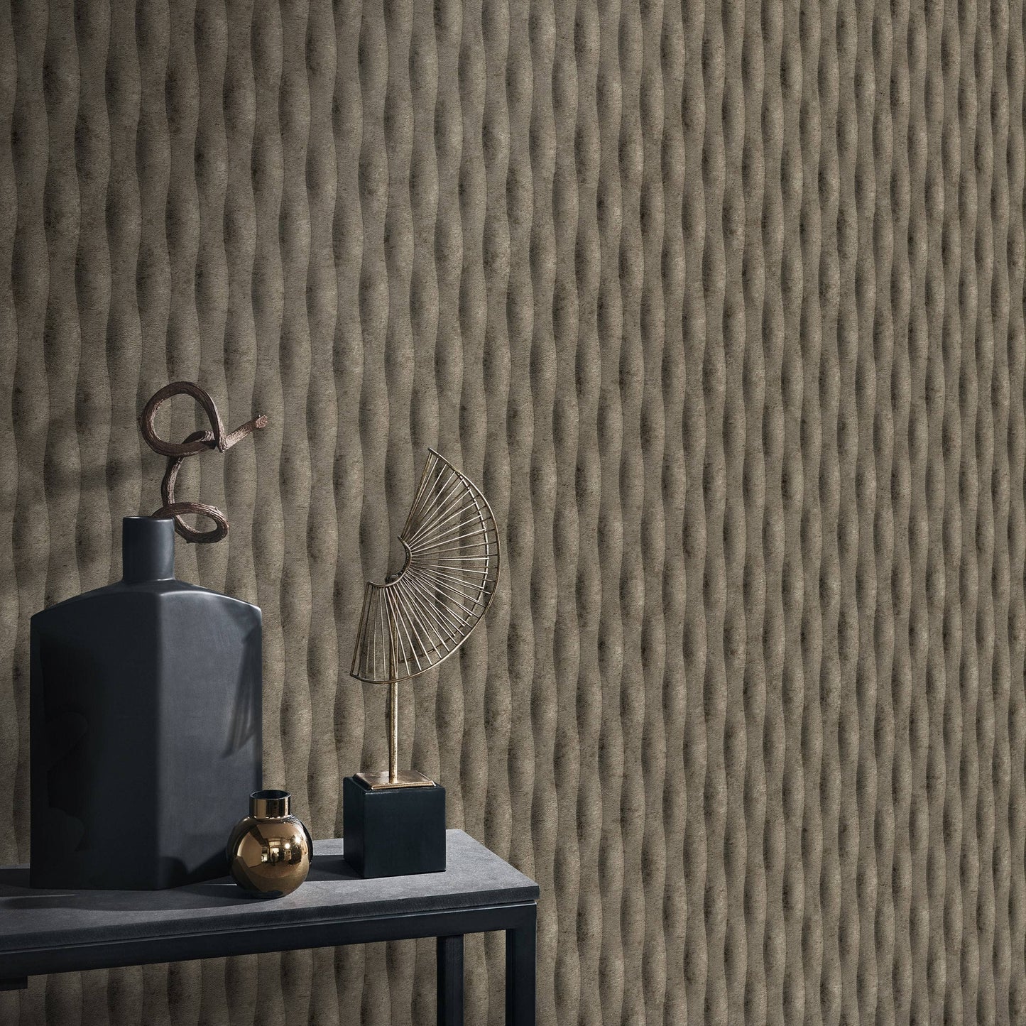 Wallpaper  -  Erismann Concrete Stripe Textured Brown Wallpaper - 10523-11  -  60484807