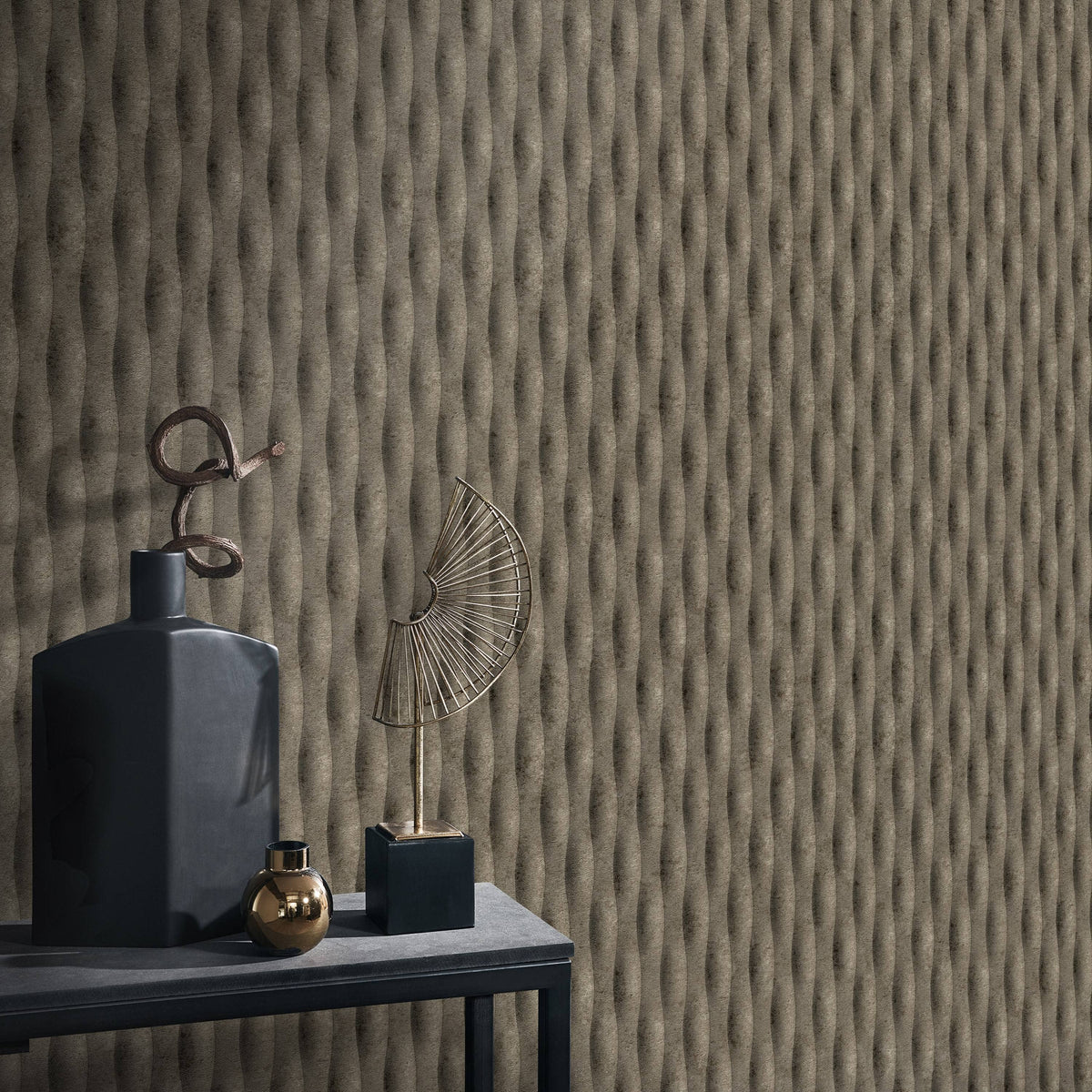 Wallpaper  -  Erismann Concrete Stripe Textured Brown Wallpaper - 10523-11  -  60484807