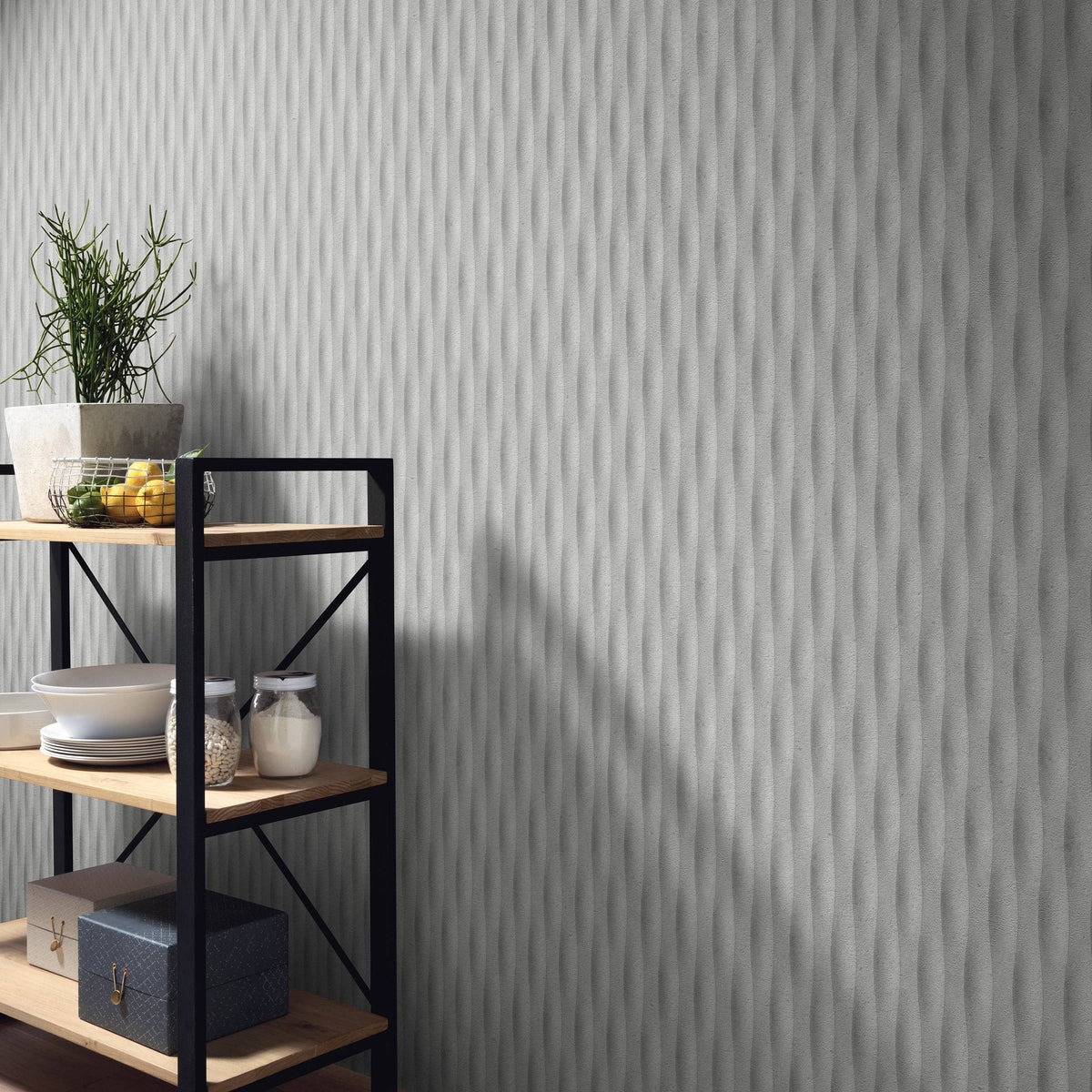 Wallpaper  -  Erismann Concrete Stripe Textured Light Grey Wallpaper - 10523-31  -  60484809