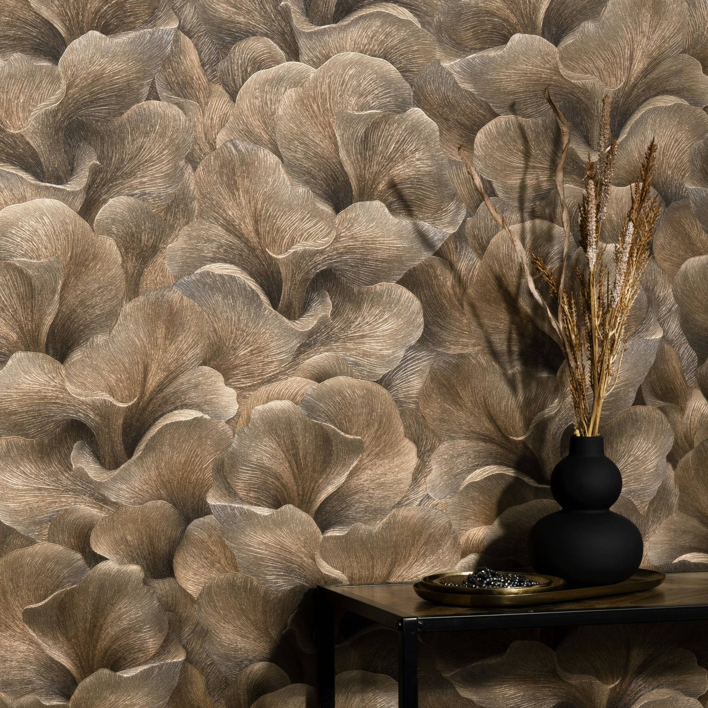 Wallpaper  -  Erismann Floral Glow Brown Metallic Wallpaper - 10527-11  -  60484823