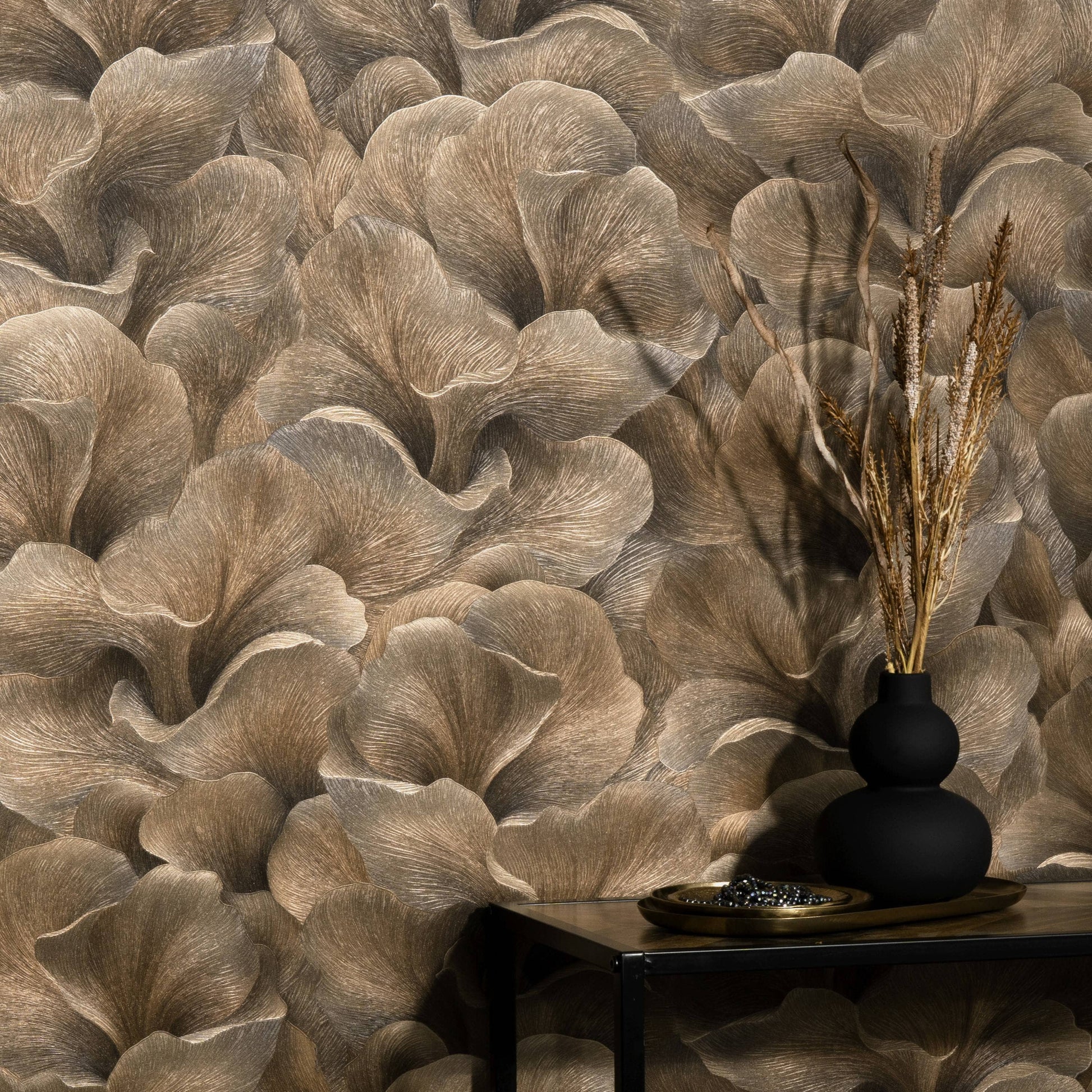 Wallpaper  -  Erismann Floral Glow Brown Metallic Wallpaper - 10527-11  -  60484823