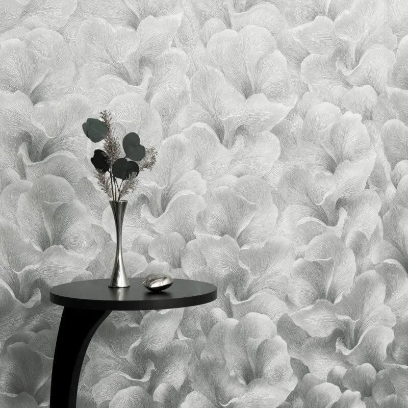 Wallpaper  -  Erismann Floral Glow Silver Metallic Wallpaper - 10527-29  -  60484825