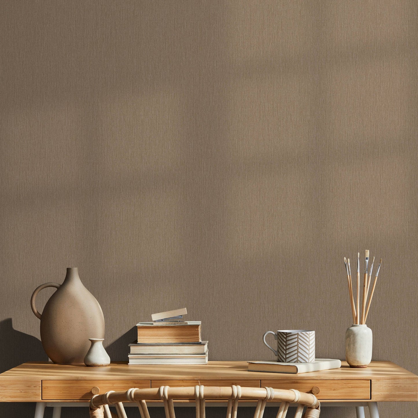 Wallpaper  -  Erismann Soft Loom Plain Brown Textured Wallpaper - 10542-11  -  60484843