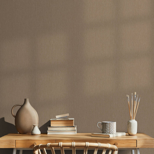 Wallpaper  -  Erismann Soft Loom Plain Brown Textured Wallpaper - 10542-11  -  60484843