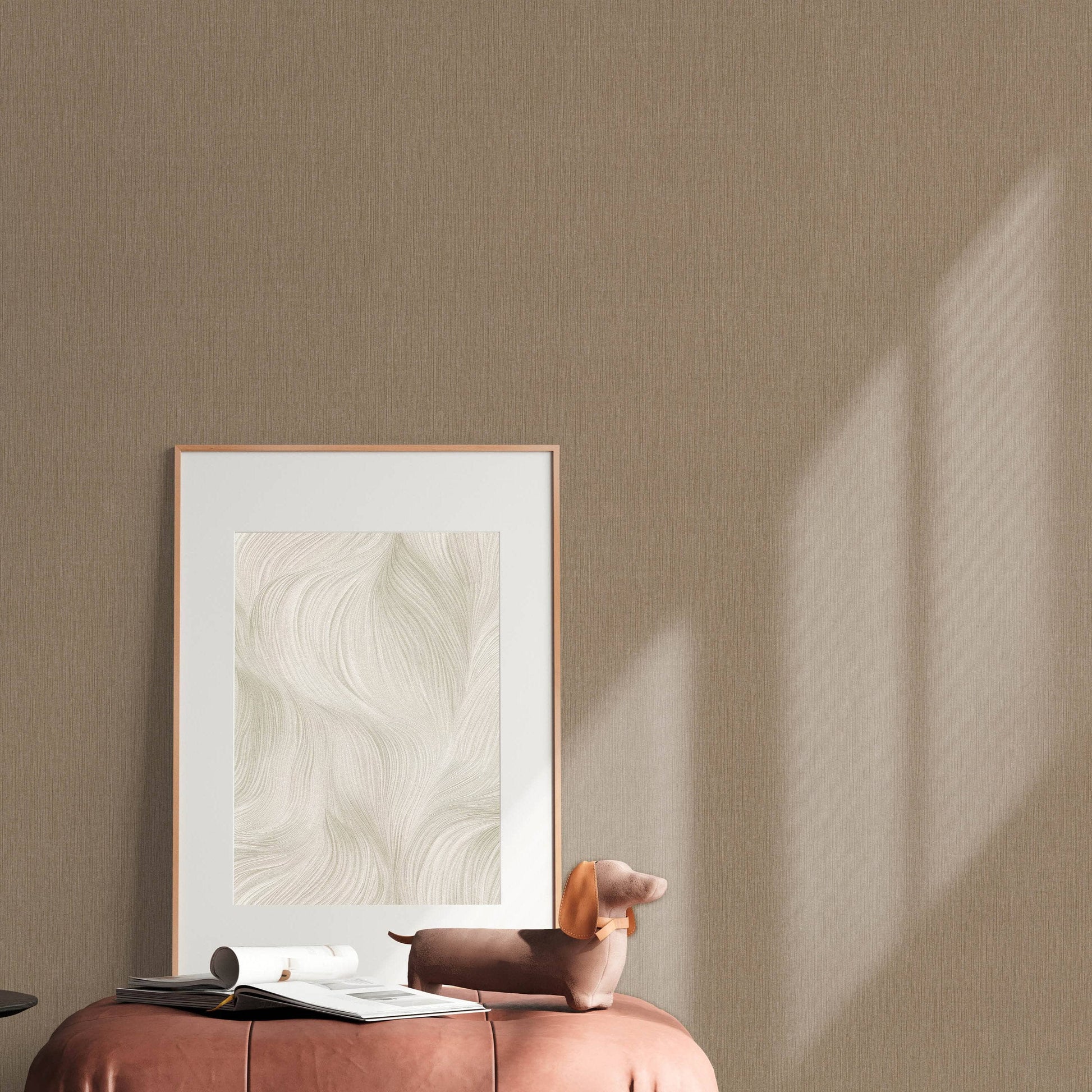 Wallpaper  -  Erismann Soft Loom Plain Brown Textured Wallpaper - 10542-11  -  60484843