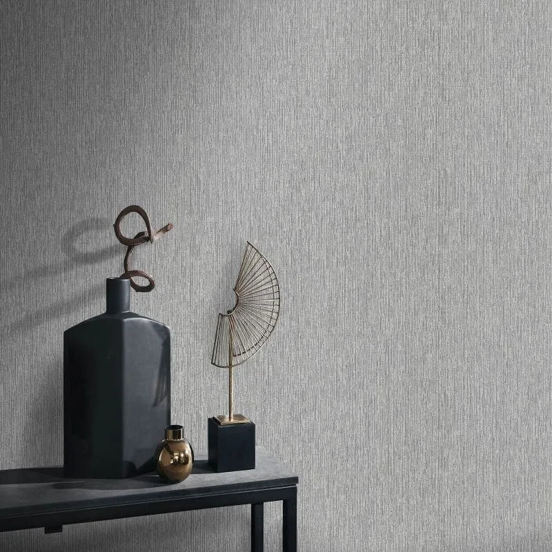 Wallpaper  -  Erismann Soft Loom Plain Texture Silver Metallic Wallpaper - 10542-29  -  60484849