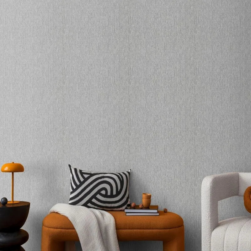 Wallpaper  -  Erismann Soft Loom Plain Texture Silver Metallic Wallpaper - 10542-29  -  60484849