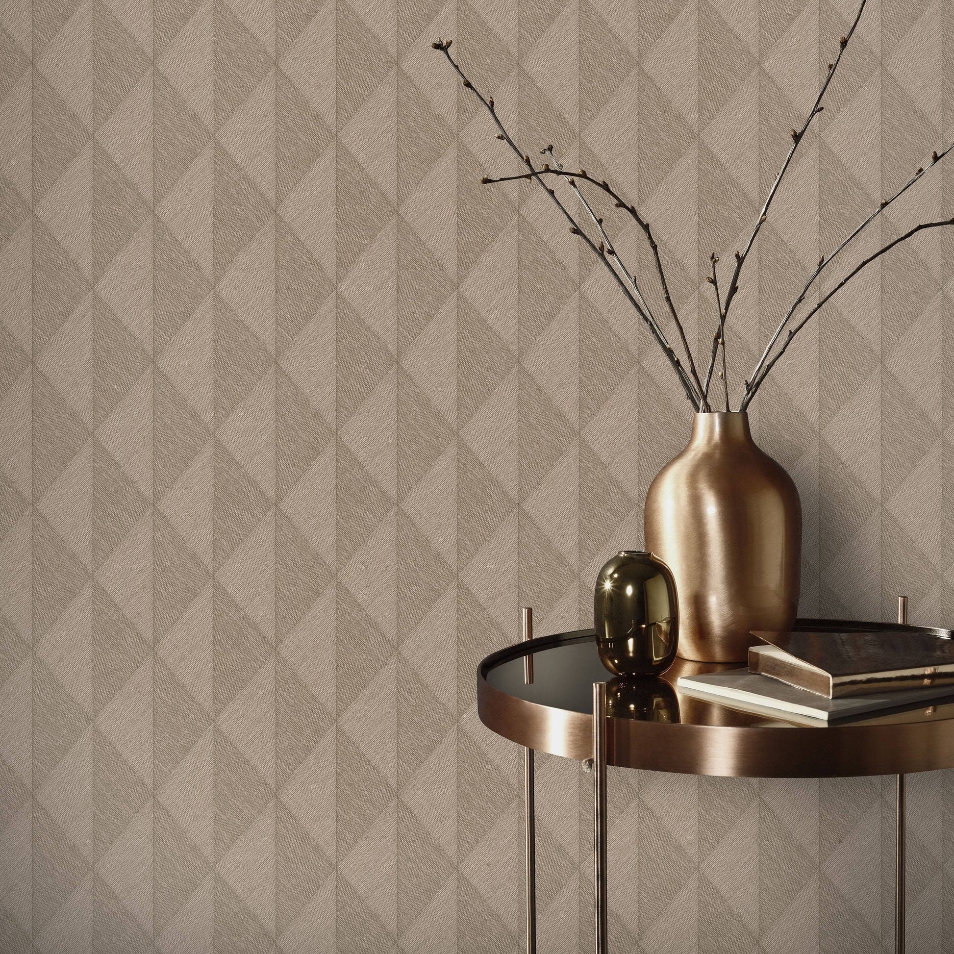 Wallpaper  -  Erismann Woven Diamond Textured Brown Wallpaper - 10524-11  -  60484813