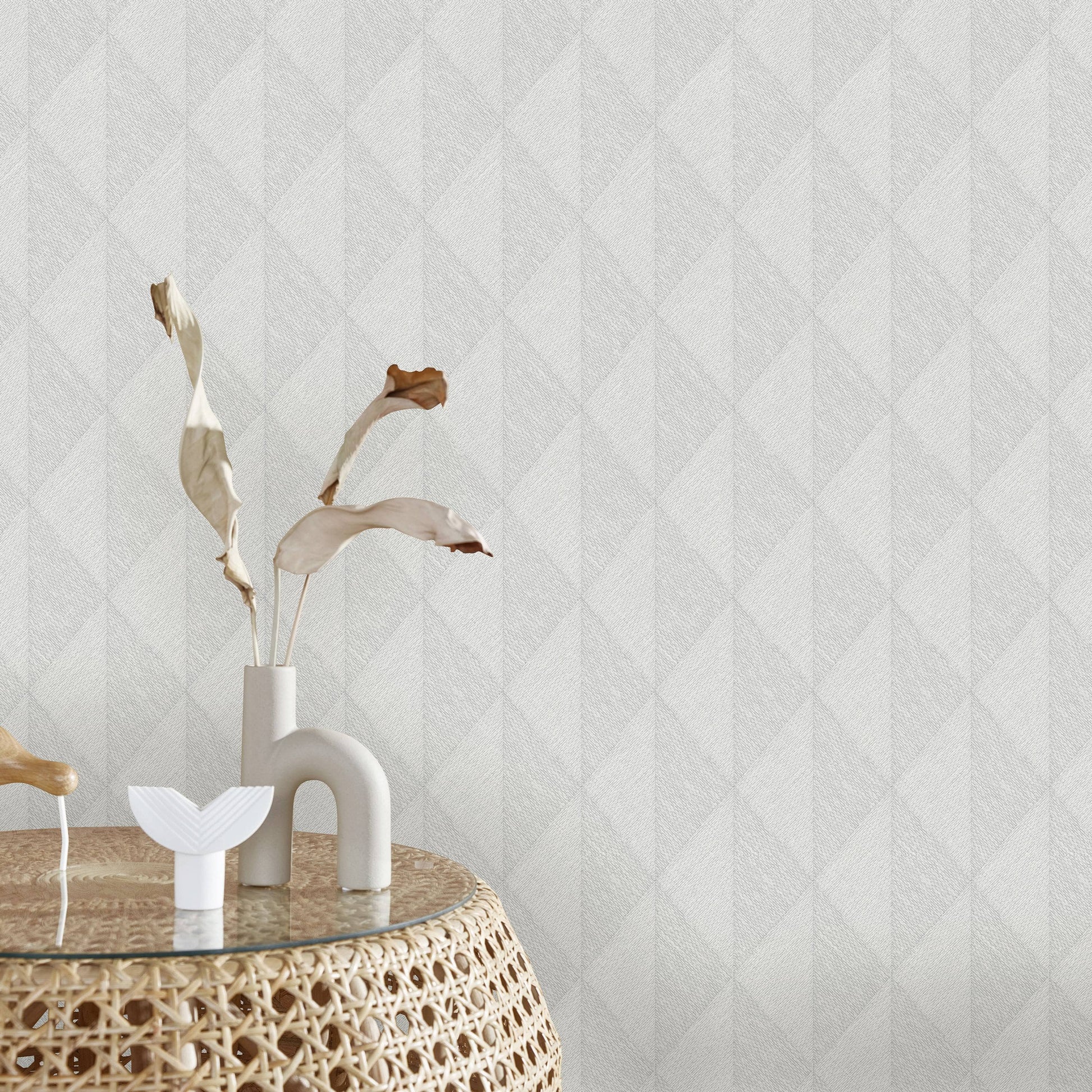 Wallpaper  -  Erismann Woven Diamond Textured Light Grey Wallpaper - 10524-31  -  60484817