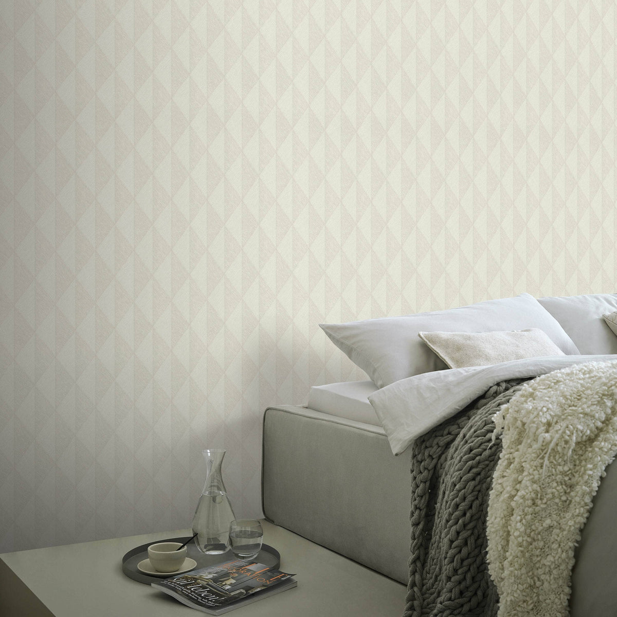 Wallpaper  -  Erismann Woven Diamond Textured Taupe Wallpaper - 10524-38  -  60484819