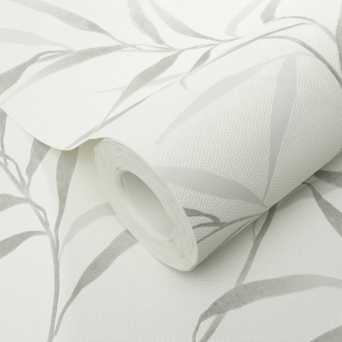 Wallpaper  -  Erismann Yamato Metallic Leaf Light Grey Wallpaper - 10528-31  -  60484839