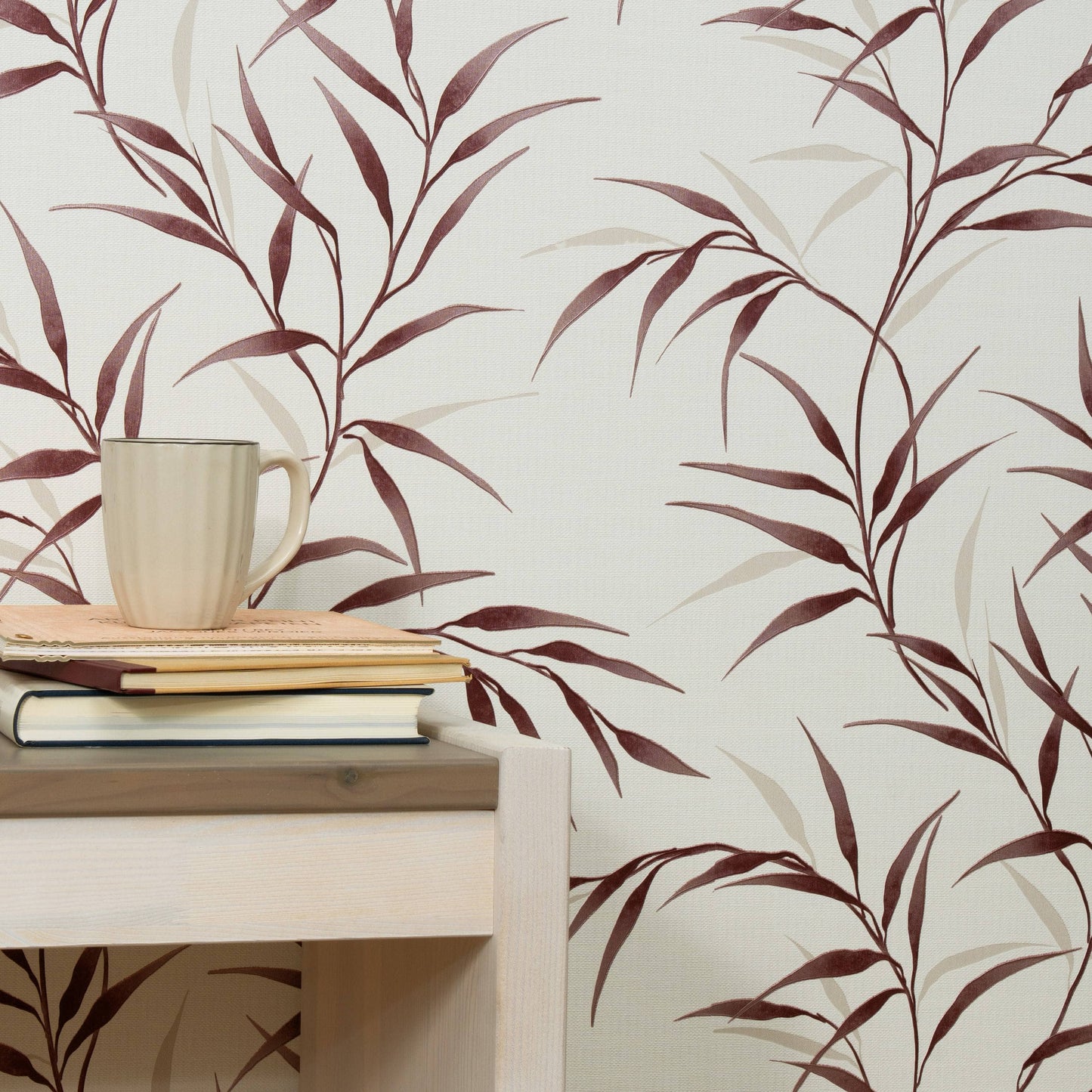 Wallpaper  -  Erismann Yamato Metallic Leaf Red Wallpaper - 10528-06  -  60484833