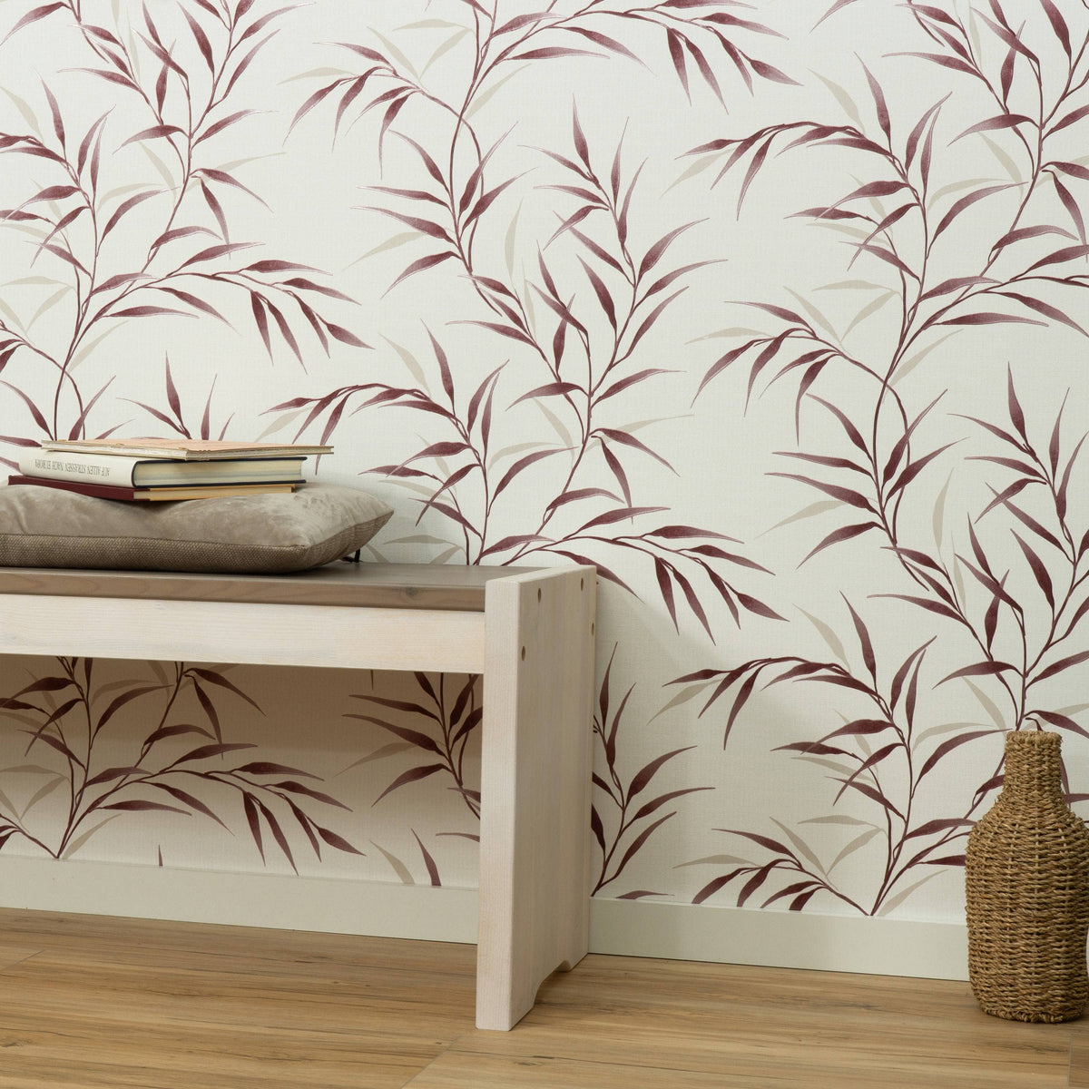 Wallpaper  -  Erismann Yamato Metallic Leaf Red Wallpaper - 10528-06  -  60484833