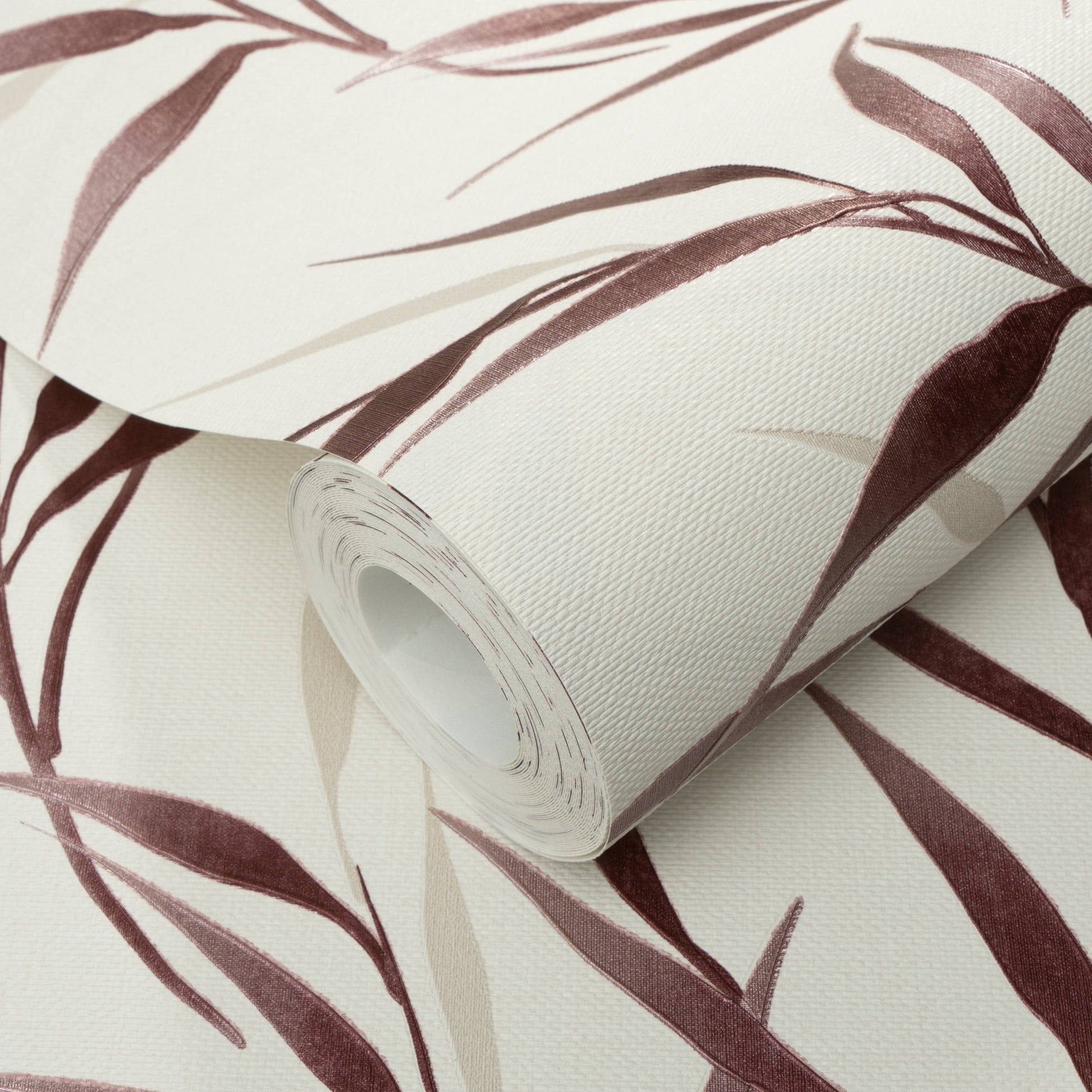 Wallpaper  -  Erismann Yamato Metallic Leaf Red Wallpaper - 10528-06  -  60484833