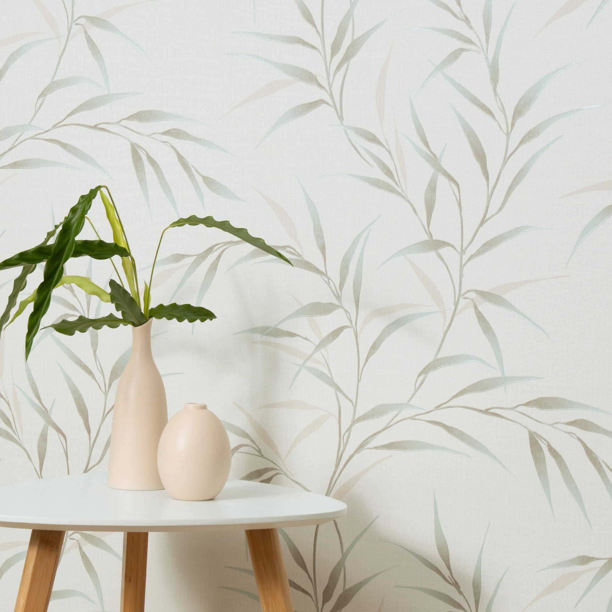 Wallpaper  -  Erismann Yamato Metallic Leaf Turquoise Wallpaper - 10528-18  -  60484837