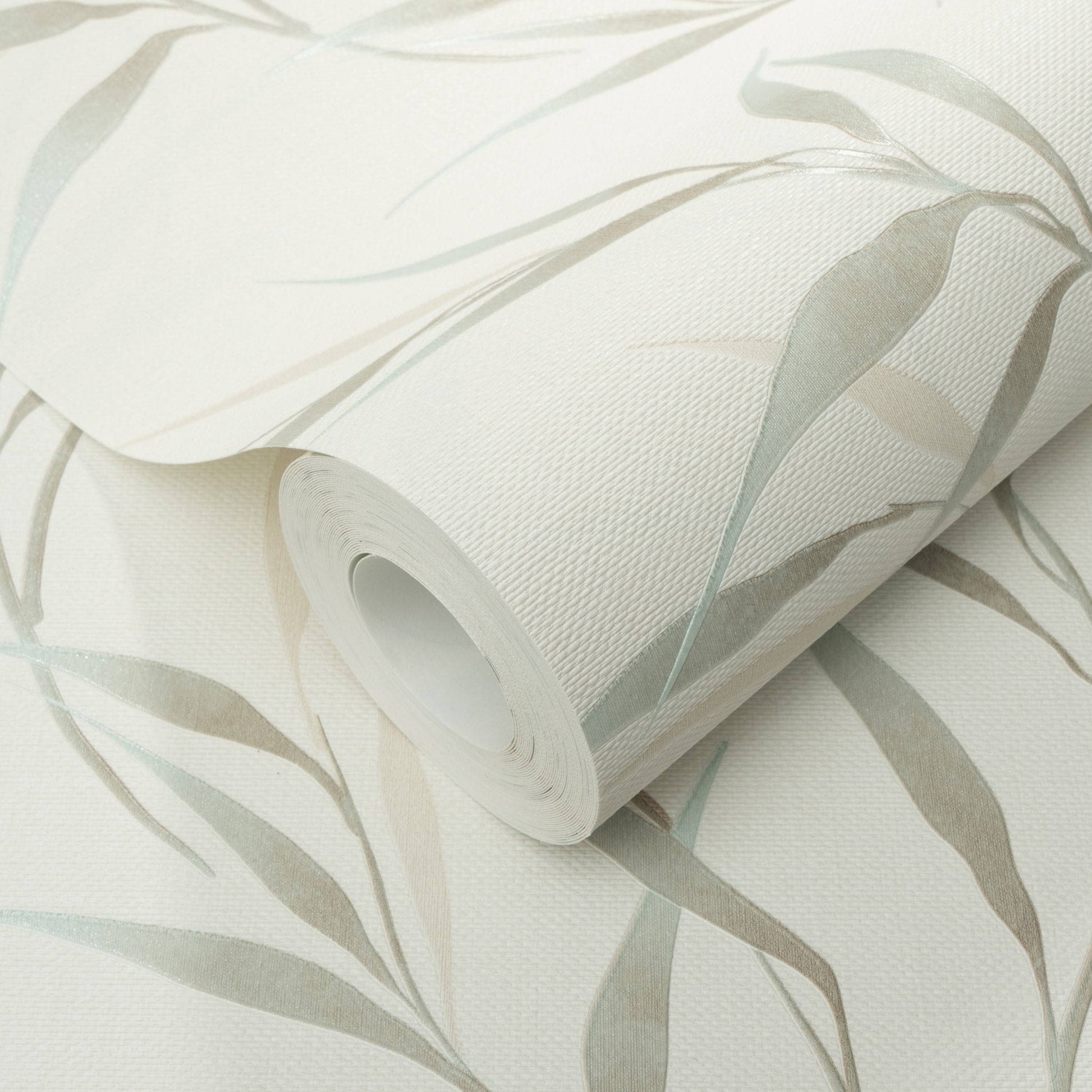 Wallpaper  -  Erismann Yamato Metallic Leaf Turquoise Wallpaper - 10528-18  -  60484837