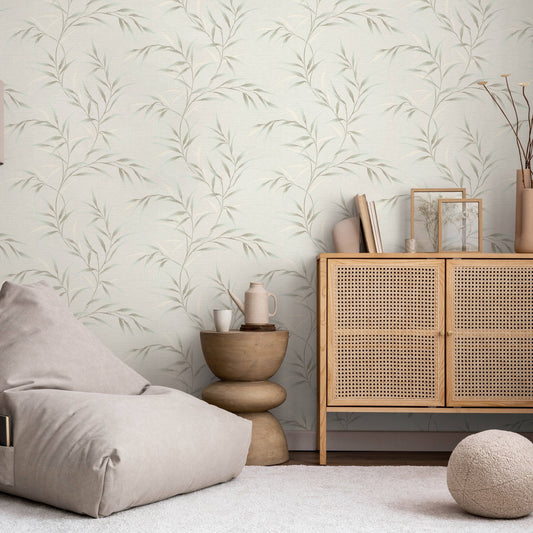 Wallpaper  -  Erismann Yamato Metallic Leaf Turquoise Wallpaper - 10528-18  -  60484837