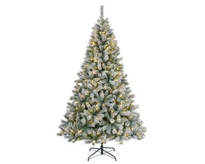 Everlands Canada Frosted LED Spruce Christmas Tree 8ft pre-lit frosted artificial tree on white background.
