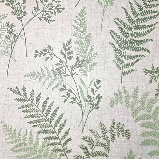 Wallpaper  -  F.Decor Green Fern Textured Vinyl Wallpaper - FD43769  -  60487321