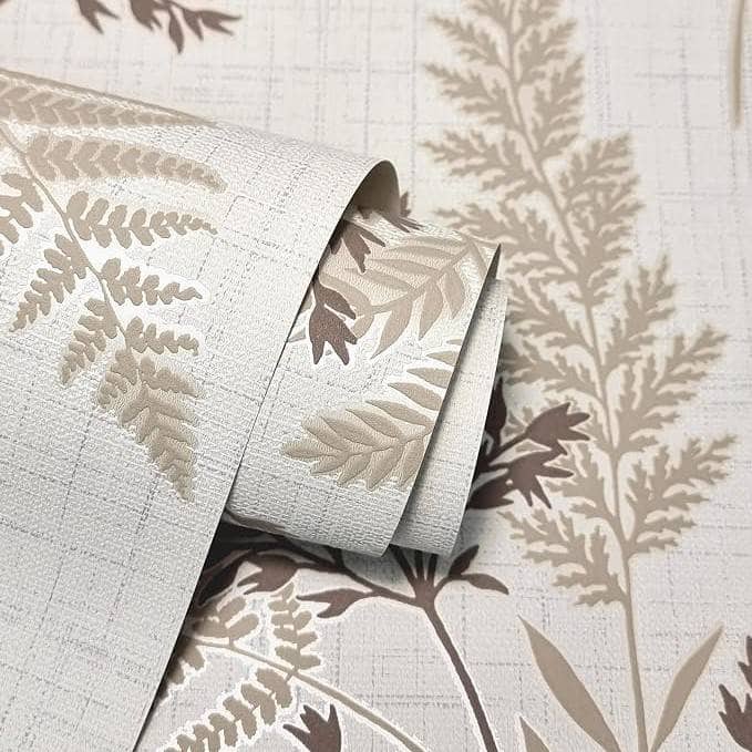Wallpaper  -  F.Decor Mocha Fern Textured Vinyl Wallpaper - FD43768  -  60487319