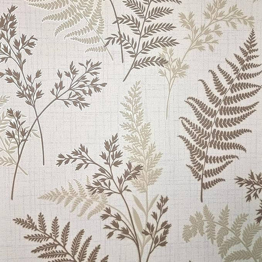 Wallpaper  -  F.Decor Mocha Fern Textured Vinyl Wallpaper - FD43768  -  60487319