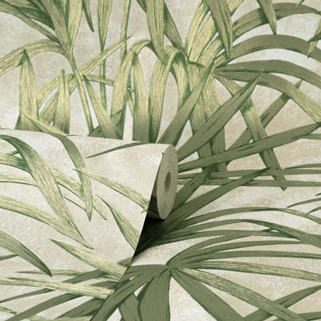 Wallpaper  - Fine Décor Milano Palm Leaf Green Wallpaper - M95626 -  60001352