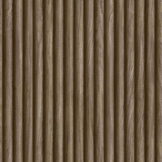 Wallpaper  -  Fine Decor Fluted Wood Walnut Wallpaper - FD44167  -  60486481