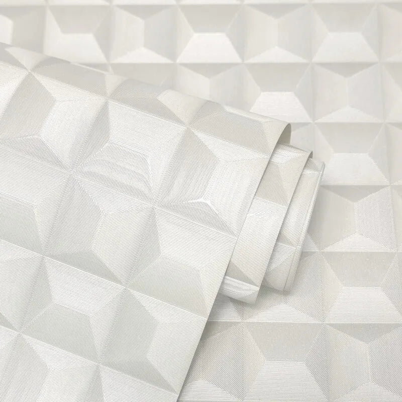 Fine Decor Romero Geometric White Wallpaper - M95683