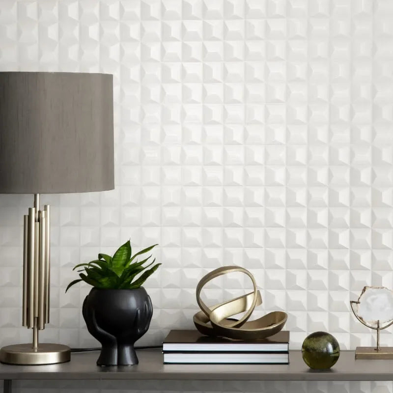 Fine Decor Romero Geometric White Wallpaper - M95683