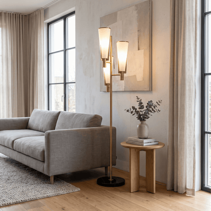 Lights  -  Floor Lamp with White Glass Shade - Gold  -  60485096