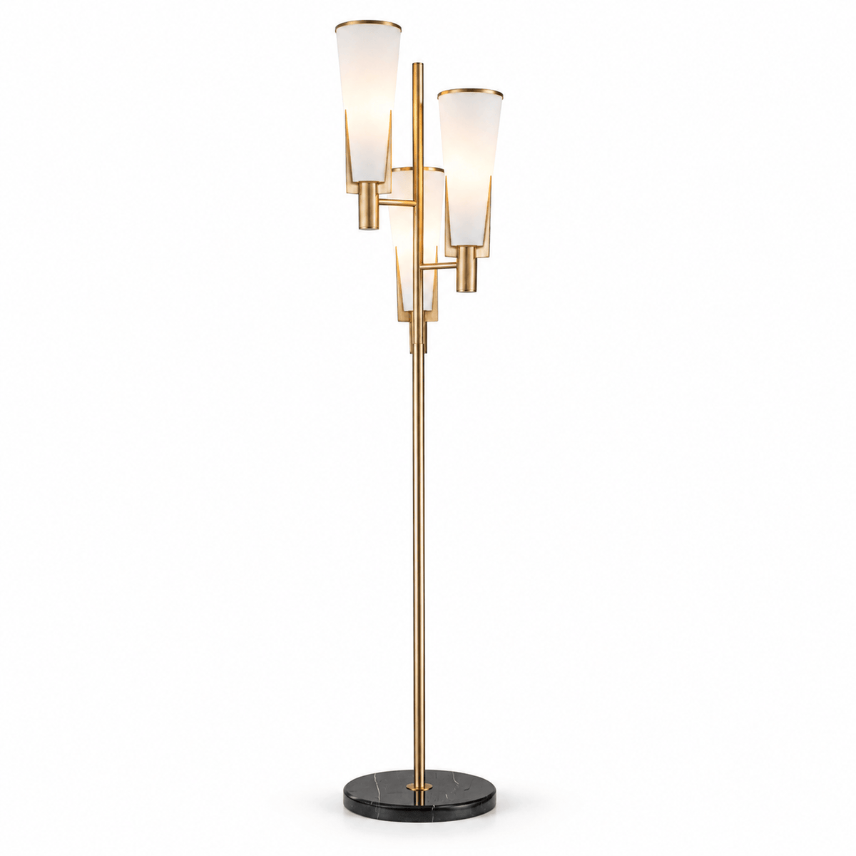 Lights  -  Floor Lamp with White Glass Shade - Gold  -  60485096
