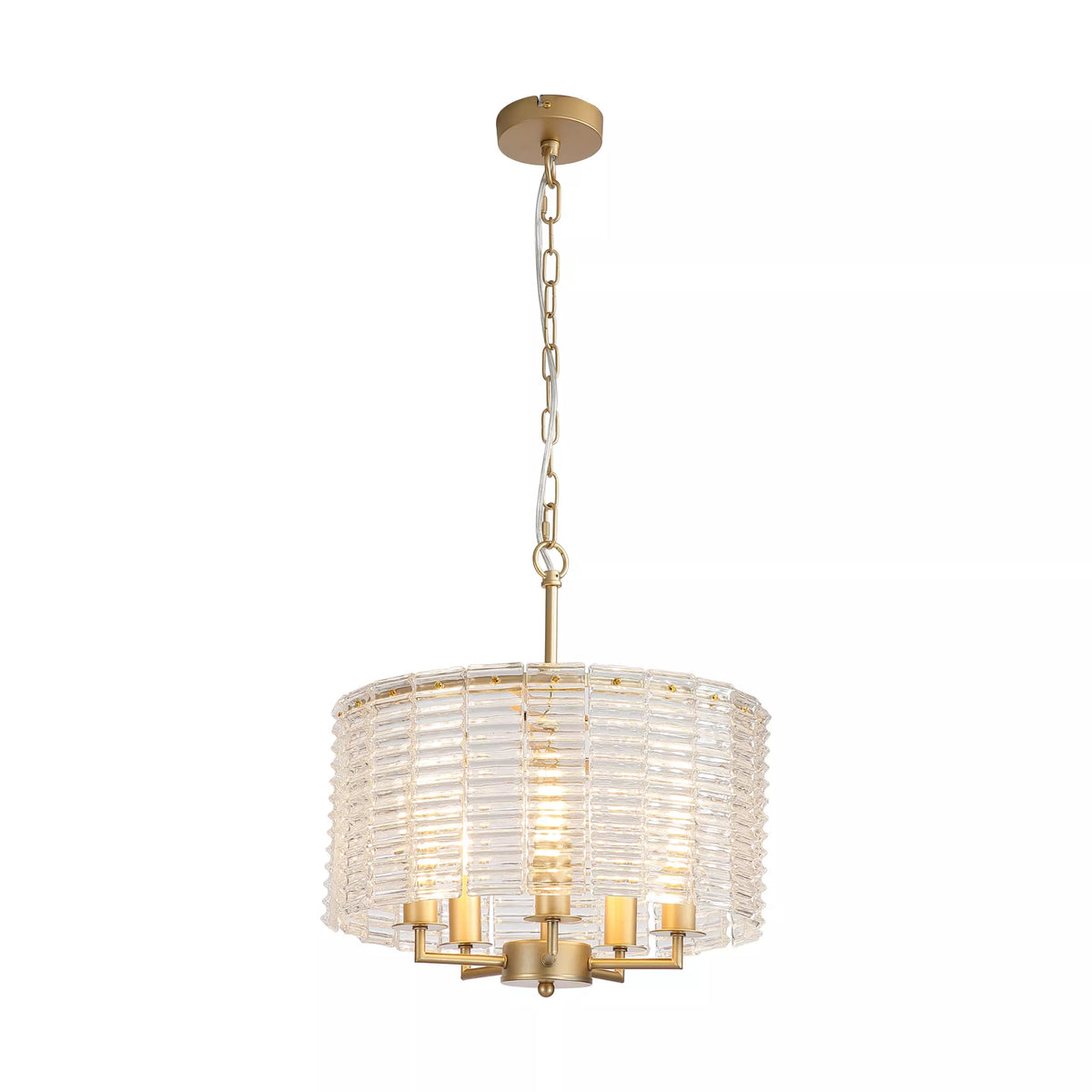 Flute 5 Light Pendant Ceiling Light - Gold