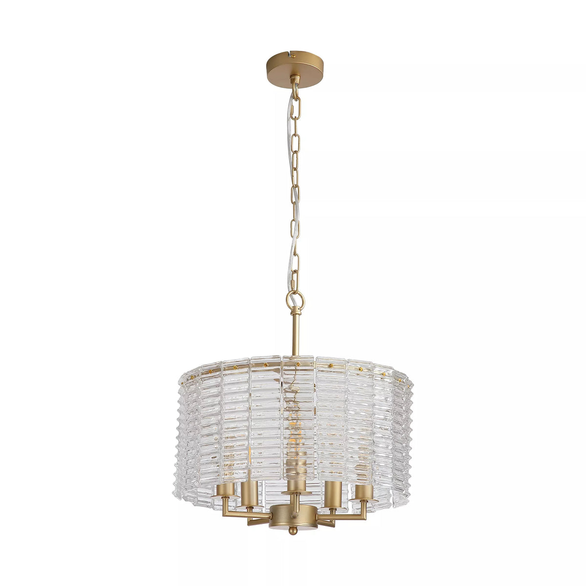 Flute 5 Light Pendant Ceiling Light - Gold