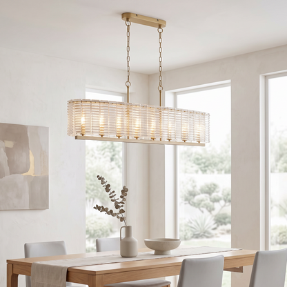 Flute 8 Light Diner Bar Pendant Ceiling Light - Gold