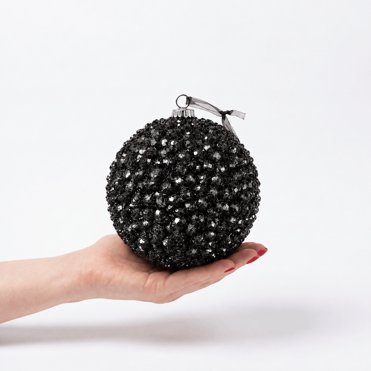 Christmas  -  Foam Cluster Bauble - Black Glitter - 15cm  -  60486200