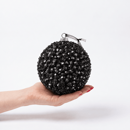 Christmas  -  Foam Cluster Bauble - Black Glitter - 15cm  -  60486200