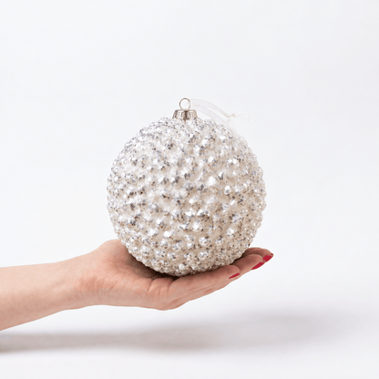 Christmas  -  Foam Cluster Bauble - White Glitter - 15cm  -  60486199