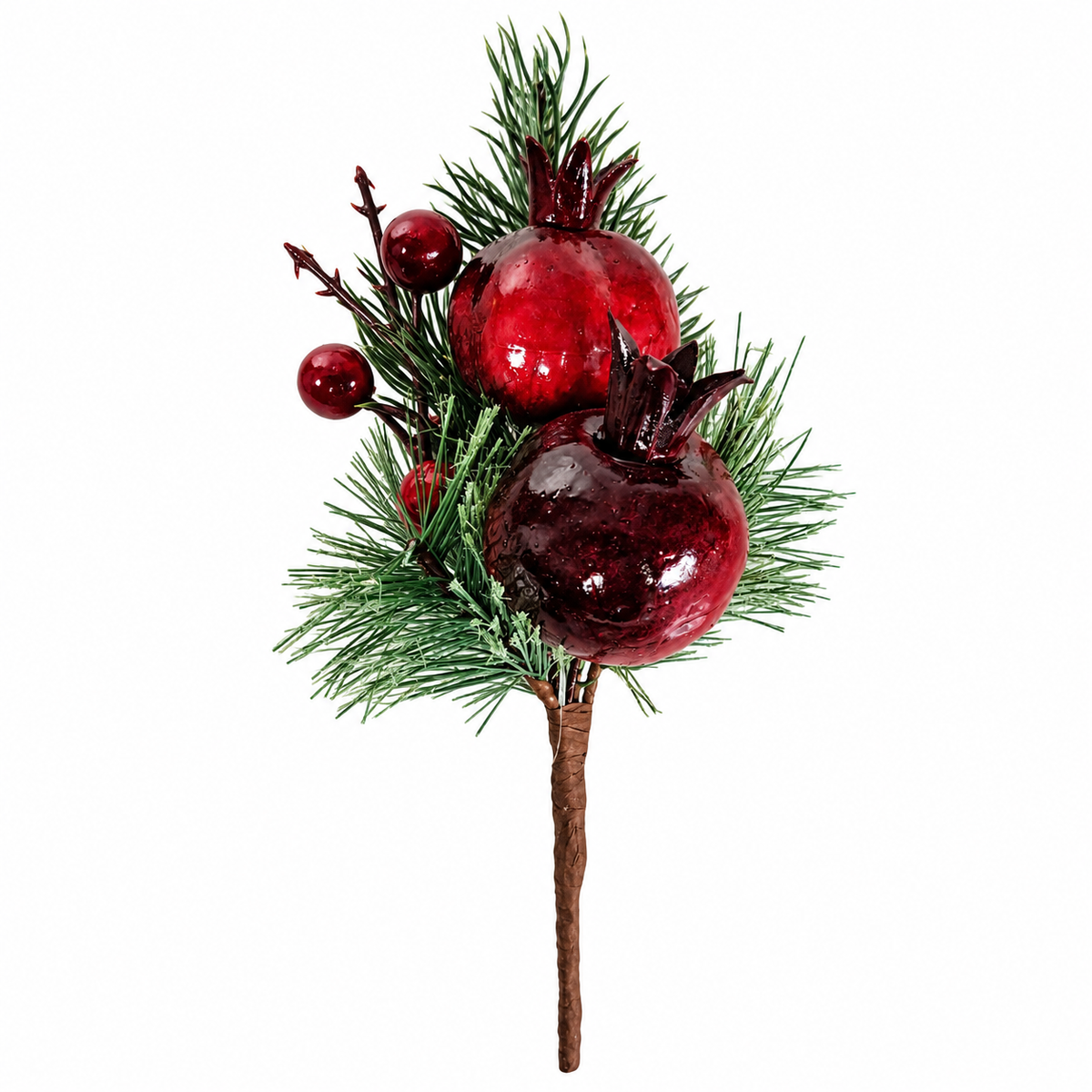Fruit Pick 25cm Christmas decoration with red fruit berries and festive evergreen greenery