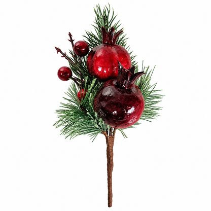 Fruit Pick 25cm Christmas decoration with red fruit berries and festive evergreen greenery
