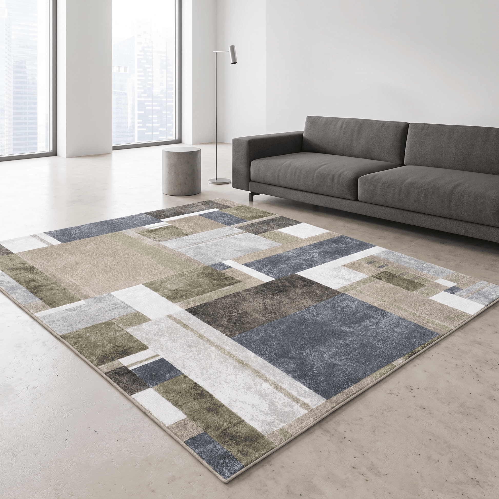 Rugs  -  Galleria Green Block Rug - Multiple Sizes  - 
