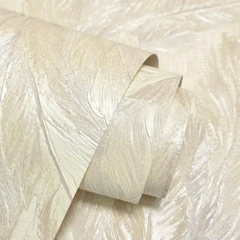 Gianni Cream Feather Wallpaper close-up showing textured cream feather pattern and subtle shimmer