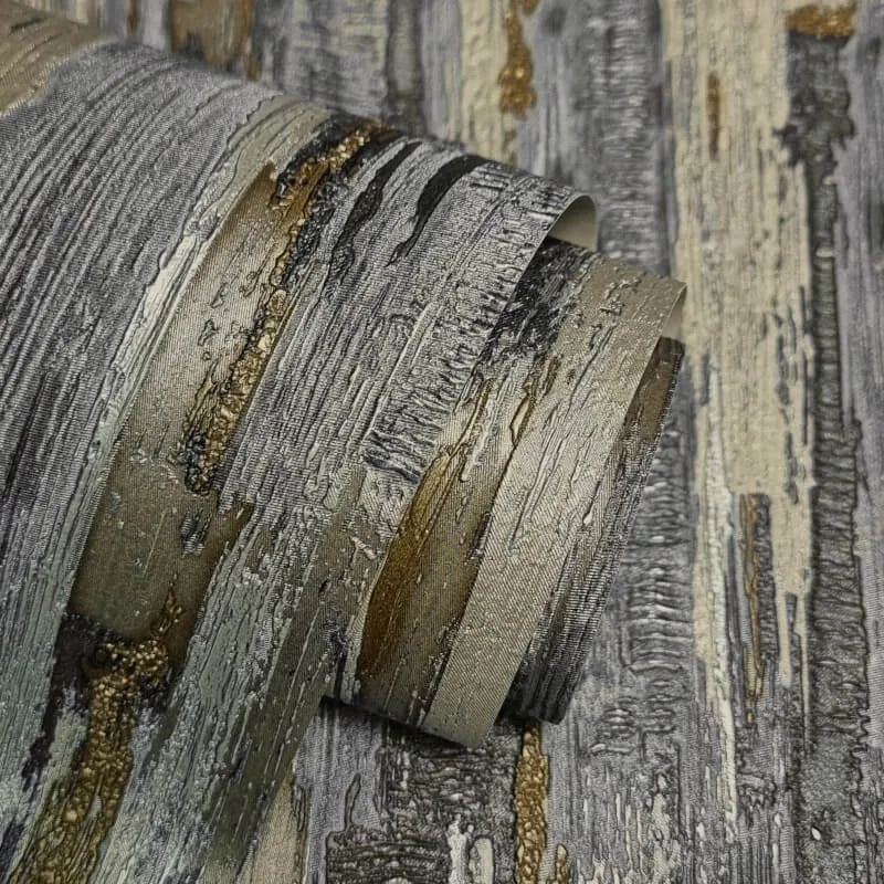 Gianni Plain Charcoal & Taupe Textured Wallpaper close-up showing abstract grey taupe and metallic texture