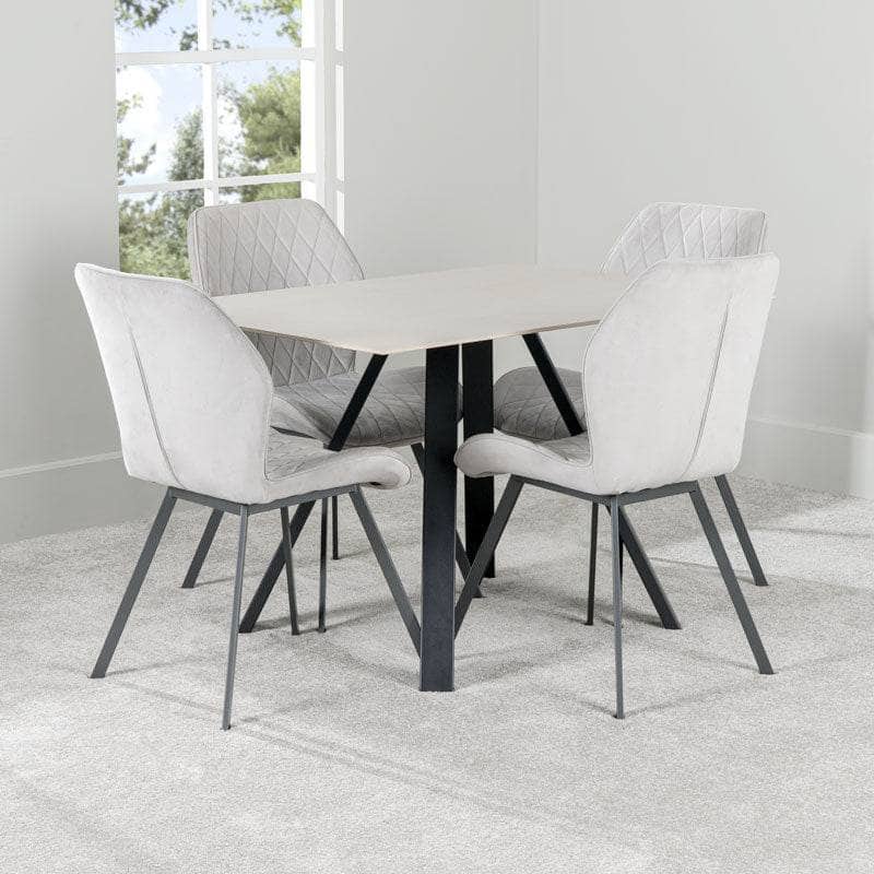 Furniture  -  Girona 120cm Dining Table & 4 Vancouver Silver Chairs  -  60009309