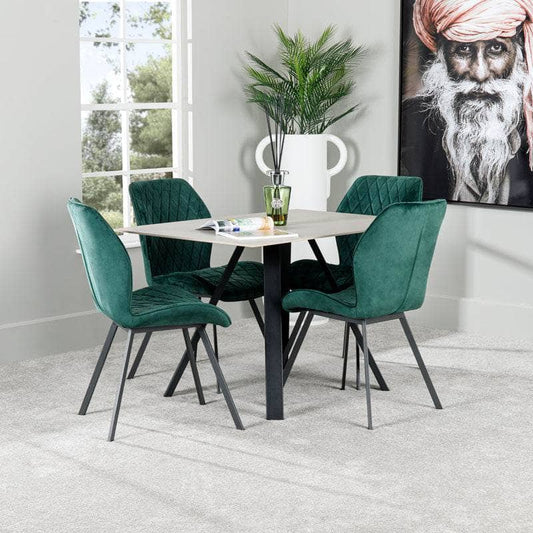 Furniture  -  Girona 120cm Table & 4 Vancouver Emerald Chairs  -  60009308