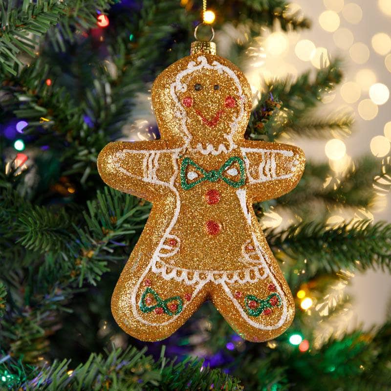 Christmas  -  Glitter Gingerbread Man Christmas Tree Decoration - 14cm  -  60008677
