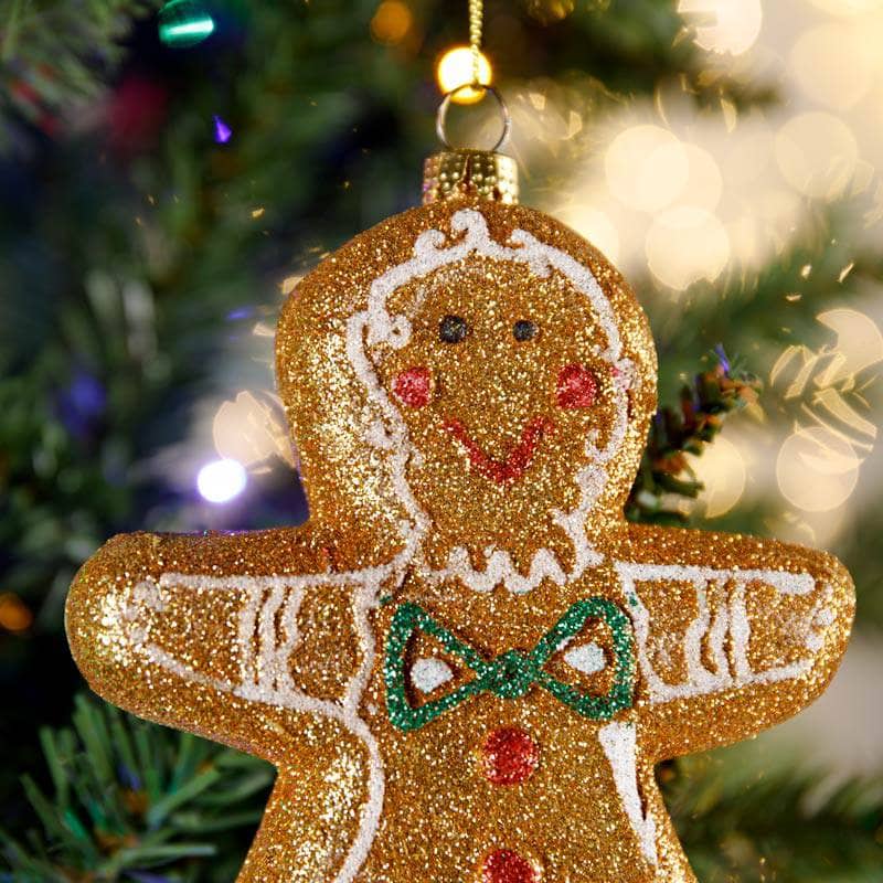 Christmas  -  Glitter Gingerbread Man Christmas Tree Decoration - 14cm  -  60008677