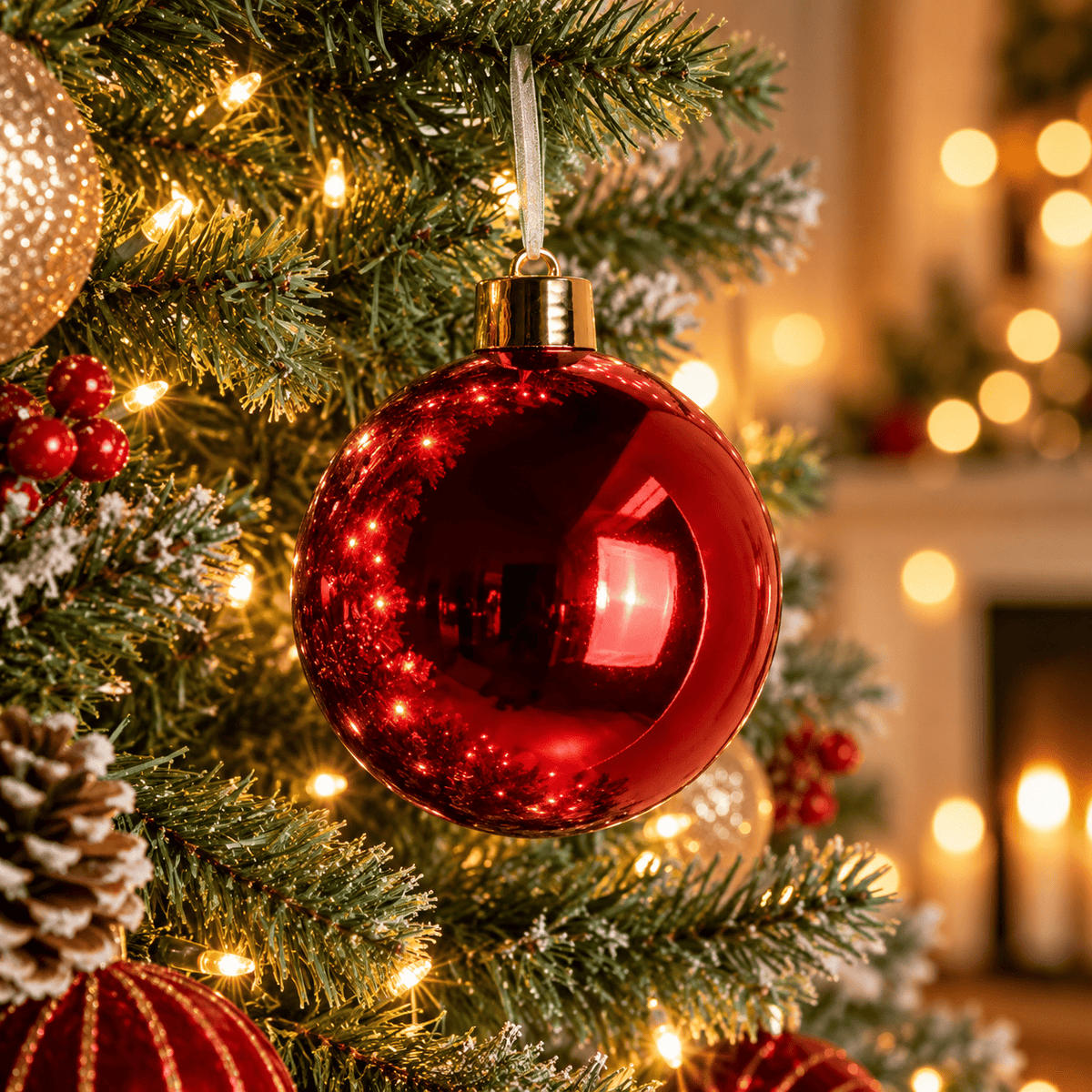 Christmas  -  Red Shiny Large Bauble - 20cm  -  60011124