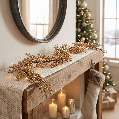 Christmas  -  Gold Berry Garland - 150cm  -  60486351